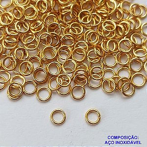 ACESSÓRIO EM AÇO INOXIDÁVEL - ARGOLINHA DOURADA - TAMANHO 4MM - COMPOSIÇÃO 100% AÇO INOXIDÁVEL - AÇO1142