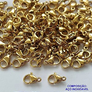 ACESSÓRIO EM AÇO INOXIDAVEL - FECHO LAGOSTA DOURADO 10MM - COMPOSIÇÃO 100% AÇO INOXIDÁVEL - AÇO1145