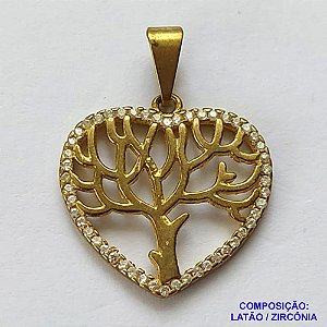 PINGENTE NO BRUTO PRONTO PARA O BANHO - PINGENTE ÁRVORE DA VIDA CRAVEJADO COM MICRO ZIRCONIAS - COMPOSIÇÃO: LATÃO / ZIRCÔNIA - TAMANHO 20MM - PESO TOTAL 1,9GR - BRU13110