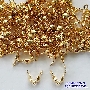 ACESSÓRIO EM AÇO INOXIDÁVEL(CX42) - " TERMINAL TIP " DOURADO - TAMANHO: 4X8MM (VENDIDO POR UNIDADE) - AÇO1155