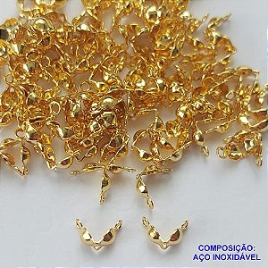 ACESSÓRIO EM AÇO INOXIDÁVEL(CX42) - " TERMINAL TIP " DOURADO - TAMANHO: 3,2X6,5MM (VENDIDO POR UNIDADE) - AÇO1156