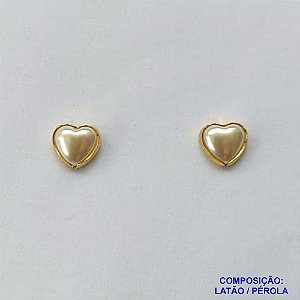 BRINCO NO BRUTO PRONTO PARA O BANHO (CX41) - BRINCO DE PINO PÉROLA CORAÇÃO 6MM (AVA)- PESO 0,5GR - BRU13131