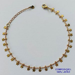 PULSEIRA NO BRUTO PRONTO PARA O BANHO - PULSEIRA COM CORRENTE TODA EM CORAÇÃO 18CM + EXTENSOR E FECHO LAGOSTA - COMPOSIÇÃO: 100% LATÃO - PESO TOTAL 2,3GR - BRU13164