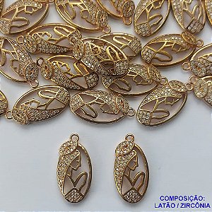 PINGENTE NO BRUTO PRONTO PARA O BANHO(CX45) - PINGENTE NOSSA SENHORA VAZADA CRAVEJADO COM MICRO ZIRCONIAS - COMPOSIÇÃO: LATÃO / ZIRCÔNIA - TAMANHO 11X20MM -  PESO TOTAL 1,5GR - BRU13173