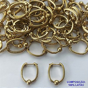 BRINCO NO BRUTO PRONTO PARA O BANHO(CX57) - BRINCO ARGOLA COM DETALHE BOLINHA - TAMANHO: 16X21MM - ESPESSURA: 2,5MM - PESO 2,5GR - BRU13182