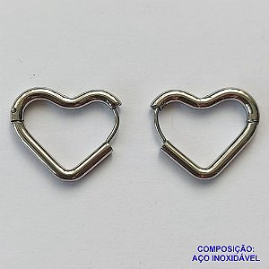 BRINCO EM AÇO INOXIDÁVEL(CX45) - BRINCO ARGOLA CORAÇÃO 20MM - COMPOSIÇÃO: AÇO INOXIDÁVEL - AÇO1158