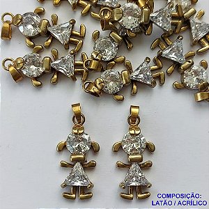 PINGENTE NO BRUTO PRONTO PARA O BANHO(CX46) - PINGENTE MENINA COM ZIRCÔNIAS - TAMANHO: 11X23MM PESO 2,7GR - BRU13193