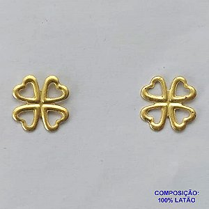 BRINCO NO BRUTO PRONTO PARA O BANHO(CX48) - BRINCO DE PINO TREVO VAZADO 10MM - PESO TOTAL 0,4GR - BRU13320