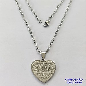 GARGANTILHA EM AÇO INOXIDÁVEL(CX54) - (ACO012) GARGANTILHA COM PINGENTE CORAÇÃO 23MM - COMPRIMENTO: 50CM - FECHO LAGOSTA - ACO1194