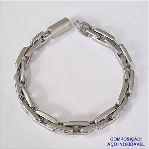 PULSEIRA EM AÇO INOXIDÁVEL 20CM LARGURA 8MM COM FECHO CANHÃO (ACPS000335) ACO1201