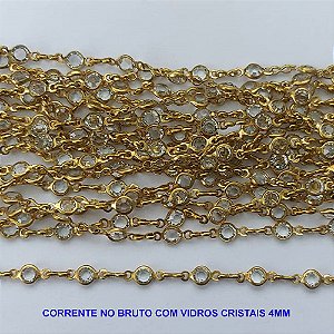CORRENTE NO BRUTO PRONTO PARA O BANHO(CX56) - CORRENTE COM VIDROS CRISTAIS 4MM - (VENDIDA POR METRO) COMPOSIÇÃO: LATÃO / VIDRO - BRU13331