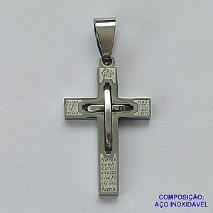 PINGENTE EM AÇO INOXIDÁVEL(CX50) - PINGENTE EM AÇO INOXIDÁVEL CRUCIFIXO DUPLO 18X29MM - ACO1207