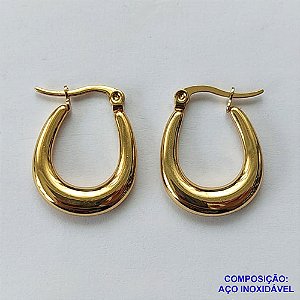 BRINCO EM AÇO INOXIDÁVEL(CX53) - BRINCO ARGOLA EM AÇO INOXIDÁVEL DOURADO 18X23MM - GARANTIA 06 MESES - AÇO1211