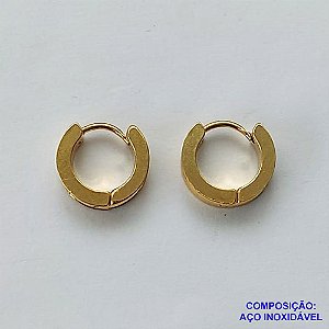 BRINCO EM AÇO INOXIDÁVEL(CX50) - BRINCO ARGOLA EM AÇO INOXIDÁVEL DOURADO 13MM - LARGURA: 4MM - GARANTIA 06 MESES - AÇO1213