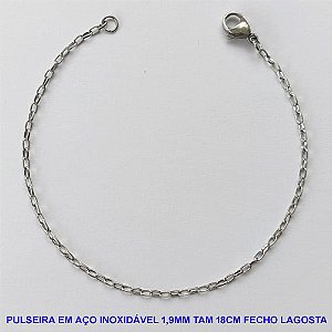 PULSEIRA EM AÇO INOXIDÁVEL - (AÇO012) PULSEIRA 1,9MM - COMPRIMENTO: 18CM - FECHO LAGOSTA - ACO1231