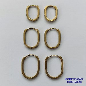 BRINCO NO BRUTO PRONTO PARA O BANHO(CX52) - BRINCO DE TRIO ARGOLA OVAL - TAMANHOS: 13/16/19MM - PESO TOTAL 3,5GR - BRU13350