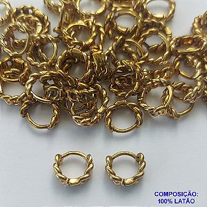 BRINCO NO BRUTO PRONTO PARA O BANHO(CX55) - (BX000218 TAM 09) BRINCO DE ARGOLA ESTILO CORRENTE 9MM - COMPOSIÇÃO: 100% LATÃO - PESO TOTAL 1,6GR - BRU13354