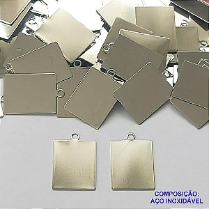 ACESSÓRIOS EM AÇO INOXIDÁVEL(CX58) - PINGENTE PLAQUINHA RETANGULAR PARA GRAVAÇÃO 15X19MM - AÇO1246