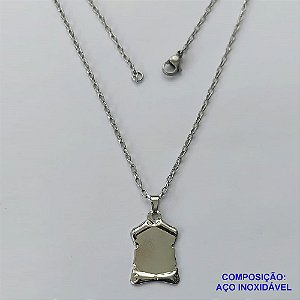 GARGANTILHA EM AÇO INOXIDÁVEL - (AÇO012) GARGANTILHA COM PINGENTE PERGAMINHO PARA GRAVAÇÃO 15X24MM - TAMANHO: 50CM - FECHO LAGOSTA - COMPOSIÇÃO: AÇO INOXIDÁVEL - AÇO1253