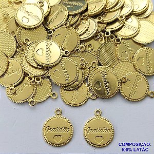 ACESSÓRIO NO BRUTO PRONTO PARA O BANHO - (3791) (CX.63)  MEDALHA REDONDA GRATIDÃO 12MM - PESO 0,5GR - BRU0002606