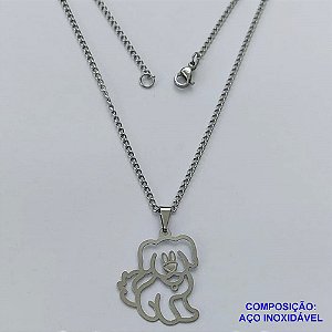 GARGANTILHA EM AÇO INOXIDÁVEL(CX56) - GARGANTILHA COM PINGENTE VAZADO CACHORRO 22X25MM - TAMANHO: 45CM - FECHO LAGOSTA - COMPOSIÇÃO: AÇO INOXIDÁVEL - AÇO1266