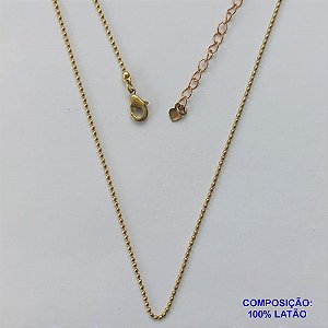 SHOCKER NO BRUTO PRONTO PARA O BANHO - SHOCKER COM CORRENTE BOLINHAS 1,2MM - TAMANHO: 35CM + EXTENSOR - COMPOSIÇÃO: 100% LATÃO - FECHO LAGOSTA - PESO TOTAL 1,3GR - BRU13373