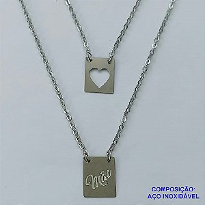 ESCAPULÁRIO EM AÇO INOXIDÁVEL(CX58) - ESCAPULÁRIO MÃE COM CORAÇÃO VAZADO - TAMANHO: 60CM - COMPOSIÇÃO: AÇO INOXIDÁVEL - AÇO1274