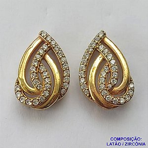 BRINCO NO BRUTO PRONTO PARA O BANHO(CX58) - (BX002760 W) BRINCO GOTA VAZADA CRAVEJADO EM ZIRCÔNIAS 10X16MM - PESO TOTAL 2,8GR - BRU13395