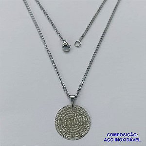 GARGANTILHA EM AÇO INOXIDÁVEL(CX60) - GARGANTILHA COM PINGENTE MEDALHA REDONDA ORAÇÃO PAI NOSSO 22MM - TAMANHO: 45CM - COMPOSIÇÃO: AÇO INOXIDÁVEL - AÇO1284