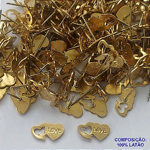 ACESSÓRIO NO BRUTO PRONTO PARA O BANHO(CX65) - BRINCO CORAÇÃO COM PALAVRA LOVE 6X12MM - COMPOSIÇÃO: 100% LATÃO - PESO TOTAL 0,8GR - BRU0002621
