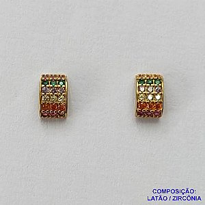 BRINCO NO BRUTO PRONTO PARA O BANHO(CX77) - (BX 000833 MIX) BRINCO CRAVEJADO EM MICROS ZIRCÔNIAS COLORIDAS 4X6MM - PESO TOTAL 0,6GR - BRU13409