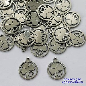 ACESSÓRIO EM AÇO INOXIDÁVEL(CX63) - PINGENTE TREVO 10MM - AÇO1293
