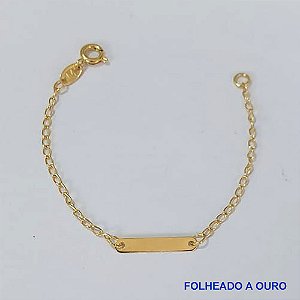 PULSEIRA FOLHEADA A OURO - BANHADO COM 5 MILÉSIMOS + VERNIZ DIAMOND - (PLD11) PULSEIRA COM CHAPINHA - TAMANHOS: 11CM - OURO205