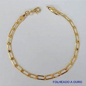 PULSEIRA FOLHEADA A OURO - BANHADO COM 5 MILÉSIMOS + VERNIZ DIAMOND - (PLD064) PULSEIRA - TAMANHOS: 17CM - OURO207