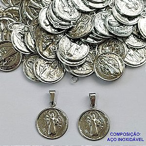 PINGENTE EM AÇO INOXIDÁVEL(CX67) - PINGENTE MEDALHA SÃO BENTO 14MM - AÇO1299