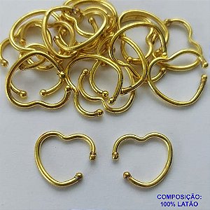 PIERCING NO BRUTO PRONTO PARA O BANHO(CX77) - (3.2945M) PIERCING FAKE CORAÇÃO 17MM- COMPOSIÇÃO: 100% LATÃO - PESO TOTAL 0,5GR - (VENDIDO POR UNIDADE) - BRU13443