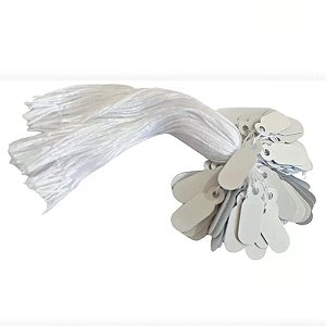 ETIQUETA TAG BRANCA UNIVERSAL COM LINHA PACOTE COM 100 UNIDADES - TAMANHO: 0,8X2,2X6CM - (ET15) - BRU0002705