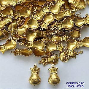 ACESSÓRIO NO BRUTO PRONTO PARA O BANHO(CX77) - (355) SACO DA FELICIDADE 10X15MM - COMPOSIÇÃO: 100% LATÃO - PESO TOTAL 0,4GR - BRU0002711