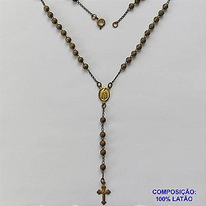 GARGANTILHA NO BRUTO PRONTO PARA O BANHO(CX68) - (TC003) TERÇO COM CORRENTE BOLINHAS 4MM COM PINGENTE NOSSA SRA APARECIDA E CRUCIFIXO - COMPOSIÇÃO: LATÃO - PESO TOTAL 9GR - BRU13454