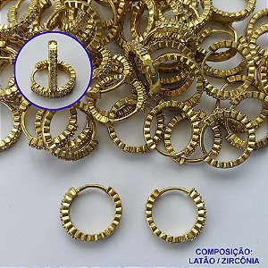 BRINCO NO BRUTO PRONTO PARA O BANHO - BRINCO ARGOLA CRAVEJADO EM MICROS ZIRCÔNIAS 2X14MM - PESO TOTAL 1,9GR - BRU13462
