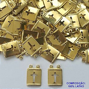 ACESSÓRIO NO BRUTO PRONTO PARA O BANHO(CX78) - (E2578) ESCAPULÁRIO COM CRUZ VAZADA COM DUAS ARGOLINHAS 11MM - COMPOSIÇÃO: 100% LATÃO - PESO TOTAL 0,5GR - BRU0002734