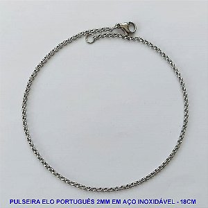 PULSEIRA EM AÇO INOXIDÁVEL - (BCOL032) PULSEIRA ELO PORTUGUÊS - TAMANHO 18CM - LARGURA 2MM - FECHO LAGOSTA - COMPOSIÇÃO: AÇO INOXIDÁVEL - AÇO1329