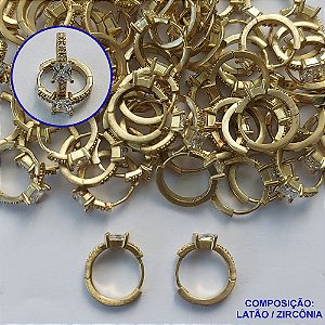 BRINCO NO BRUTO PRONTO PARA BANHO - (CX75) BRINCO DE ARGOLINHA DE PRESSÃO COM PEDRA EM ZIRCÔNIA 5X14MM - PESO: 2,2GR - COMPOSIÇÃO: LATÃO / ZIRCÔNIA - BRU13510