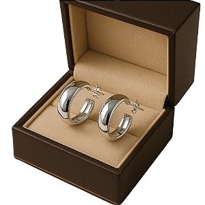 BRINCO FOLHEADO A PRATA COM 50 MILÉSIMOS + VERNIZ DIAMOND - (ARP1103) BRINCO DE PINO ARGOLA 9X32MM - PRA018