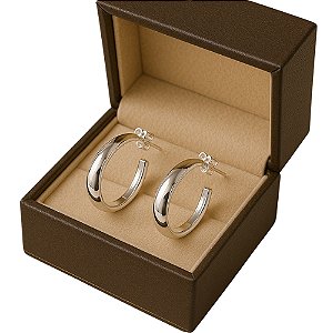 BRINCO FOLHEADO A PRATA COM 50 MILÉSIMOS + VERNIZ DIAMOND - (ARP1095) BRINCO DE PINO ARGOLA 7X31MM - PRA021