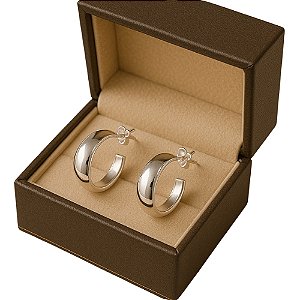 BRINCO FOLHEADO A PRATA COM 50 MILÉSIMOS + VERNIZ DIAMOND - (ARP1111) BRINCO DE PINO ARGOLA 9X23MM - PRA022