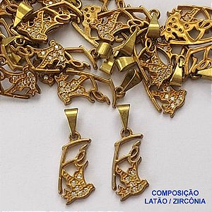PINGENTE NO BRUTO PRONTO PARA O BANHO -  PINGENTE FÉ CRAVEJADO EM MICROS ZIRCÔNIAS -  TAMANHO 9X18MM - PESO 1,3GR - BRU13527