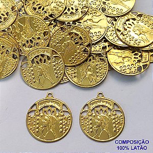 ACESSÓRIO NO BRUTO PRONTO PARA O BANHO (CX83) - (3.575A1) MEDALHA NOSSA SRA APARECIDA 23MM - COMPOSIÇÃO: 100% LATÃO - PESO 1,2GR - BRU0002801