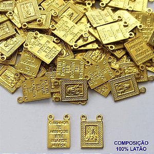 ACESSÓRIO NO BRUTO PRONTO PARA O BANHO (CX83) (1341) - ESCAPULÁRIO 10X8MM JESUS E ORAÇÃO - COMPOSIÇÃO: 100% LATÃO - PESO O,5GR -  BRU0002804