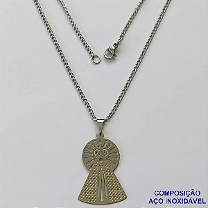 GARGANTILHA EM AÇO INOXIDÁVEL(CX83) - GARGANTILHA COM PINGENTE NOSSA SENHORA APARECIDA 11MM - TAMANHO: 45CM - COMPOSIÇÃO: AÇO INOXIDÁVEL - AÇO1376